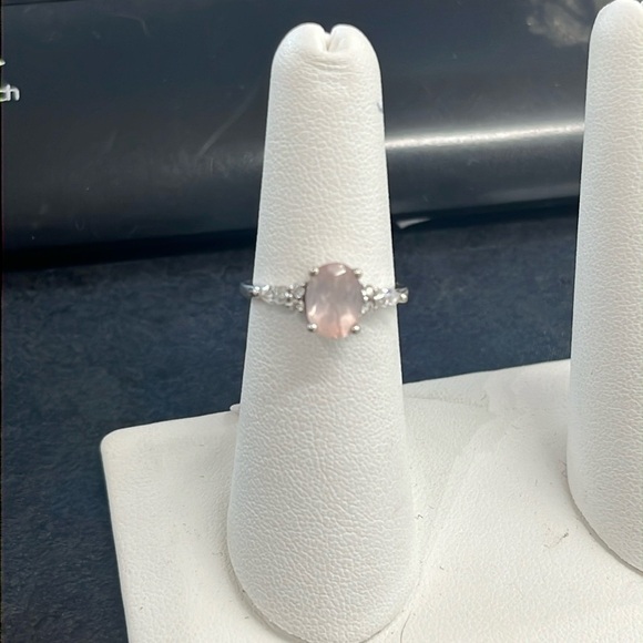 398671 18k Diamond and pink amethyst quartz ring - Picture 1 of 4